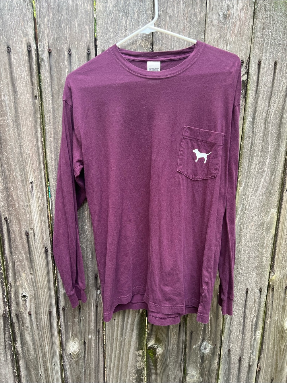 PINK Victoria's Secret Plum Long-Sleeve Pocket Tee
